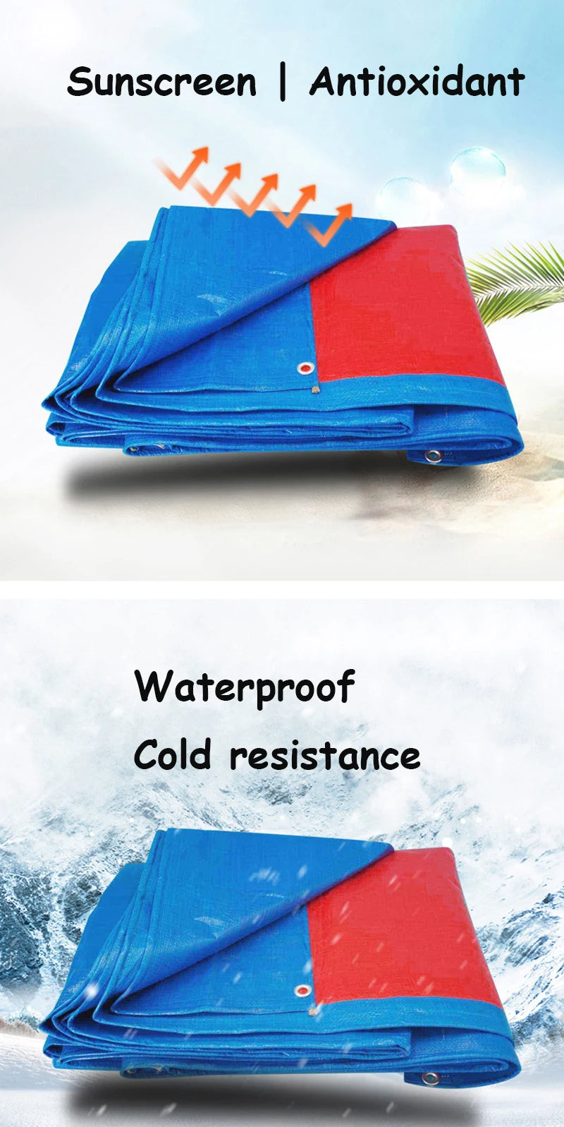 Tarpaulin Awning Durable Tarp Rectangle Sun Shade Patio Sunrays UV Block Waterproof Rain Cover Camping Outdoor Facility Backyard