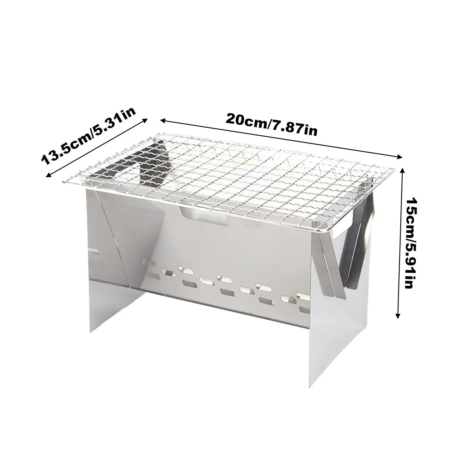 Foldable Portable Charcoal Grill Compact Stainless Steel Camping Fire Pit Lightweight BBQ For Outdoor Cooking Backpacking Picnic