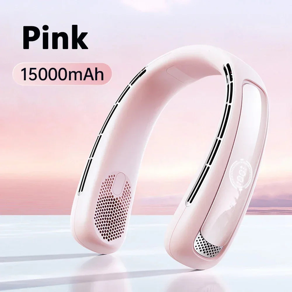 Portable Neck Fan Smart Digital Display USB Rechargeable Outdoors Bladeless Silent Cooling Neck Fan For Summer Sport