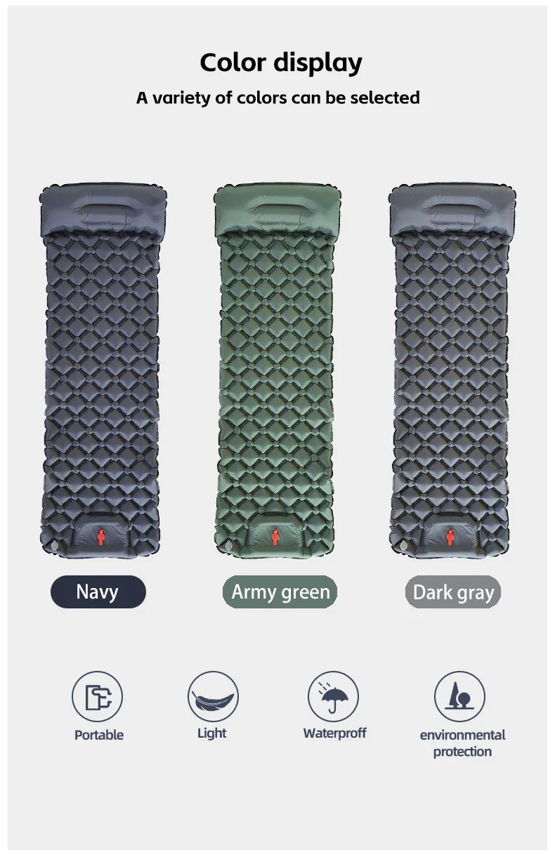 Inflatable Camping Mats Air Mattress With Pillow Outdoor Tourist Sleeping Pad Self-Inflating Mattress For Hiking Climbing