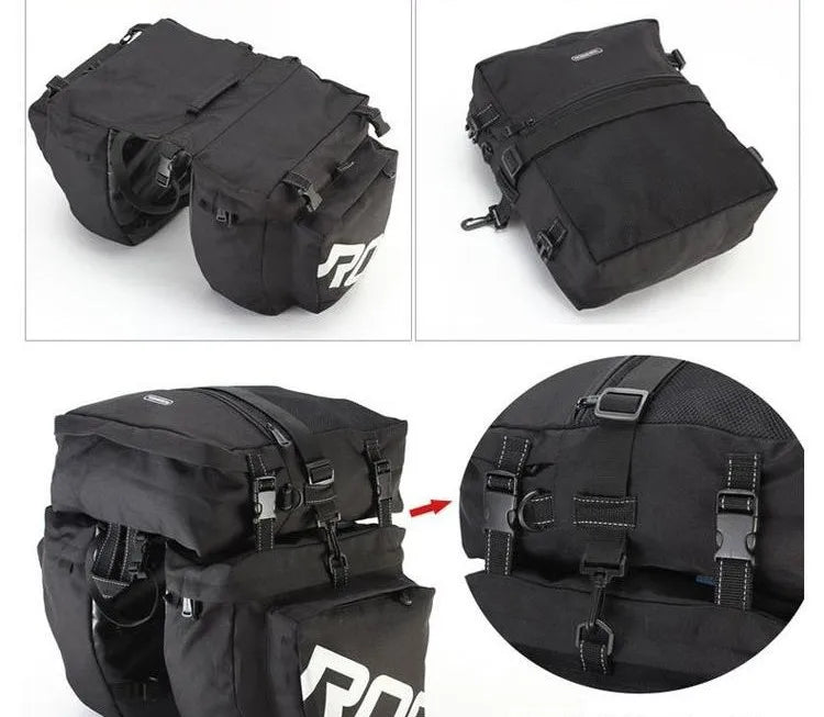 37L Large Capacity Double Side Bike Carrier Rack Bag 3 In 1 Waterproof Road Bicycle Luggage Pannier Rear Pack Seat Trunk Bag