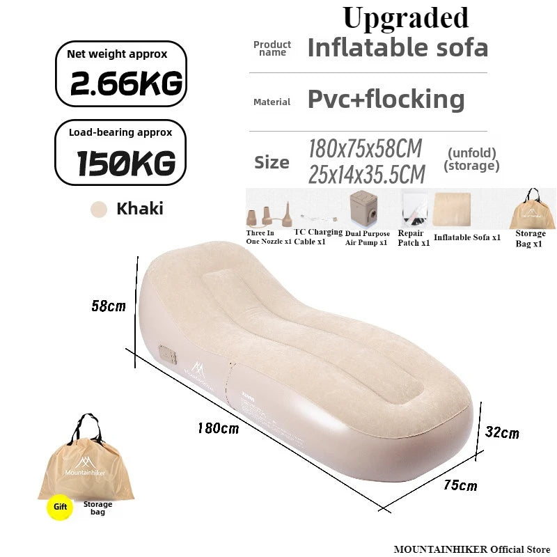MOUNTAINHIKER Automatic Fast Inflatable Air Sofa Bed  Upgraded Outdoor Portable Air Mattress Lazy Cushion Camping Sleeping Mat