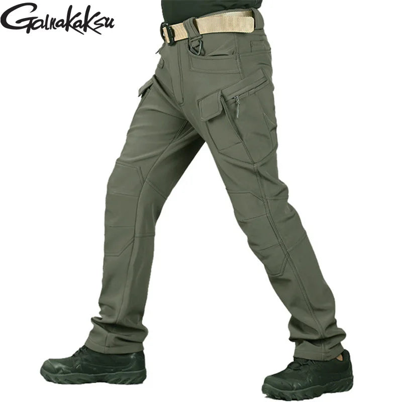 New Fishing Outdoor Jackets Suit Men's Winter Warm Plus Velvet Soft Shell Pants Fishing Ski Mountaineering Clothing Cold Fleece