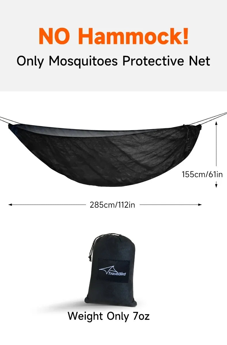 Traveler Hammock with Bottom Mosquito Net Removable Mesh Camping Hammock Quick Setup Anti-Mosquito Net for Outdoor Hiking