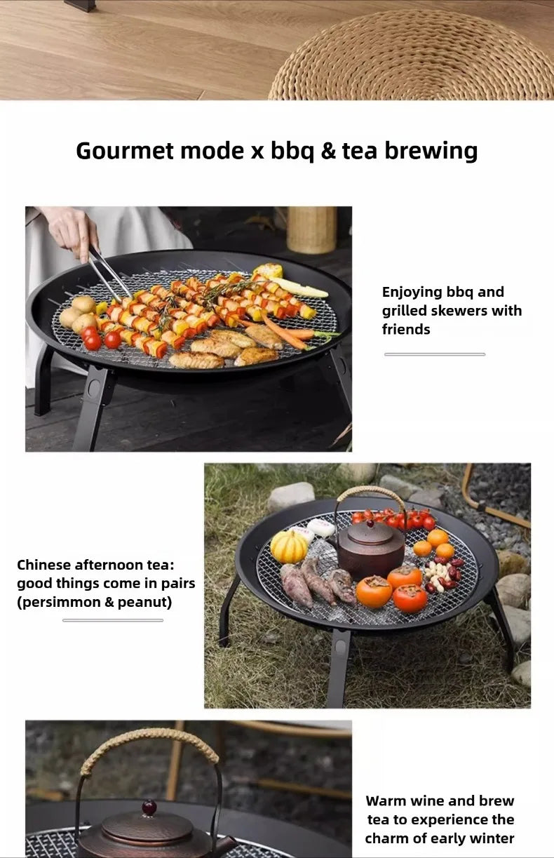 Portable Charcoal BBQ Grill Compact Outdoor Cooking Smokeless Barbecue Grill for Camping Backyard Picnics Family Gatherings