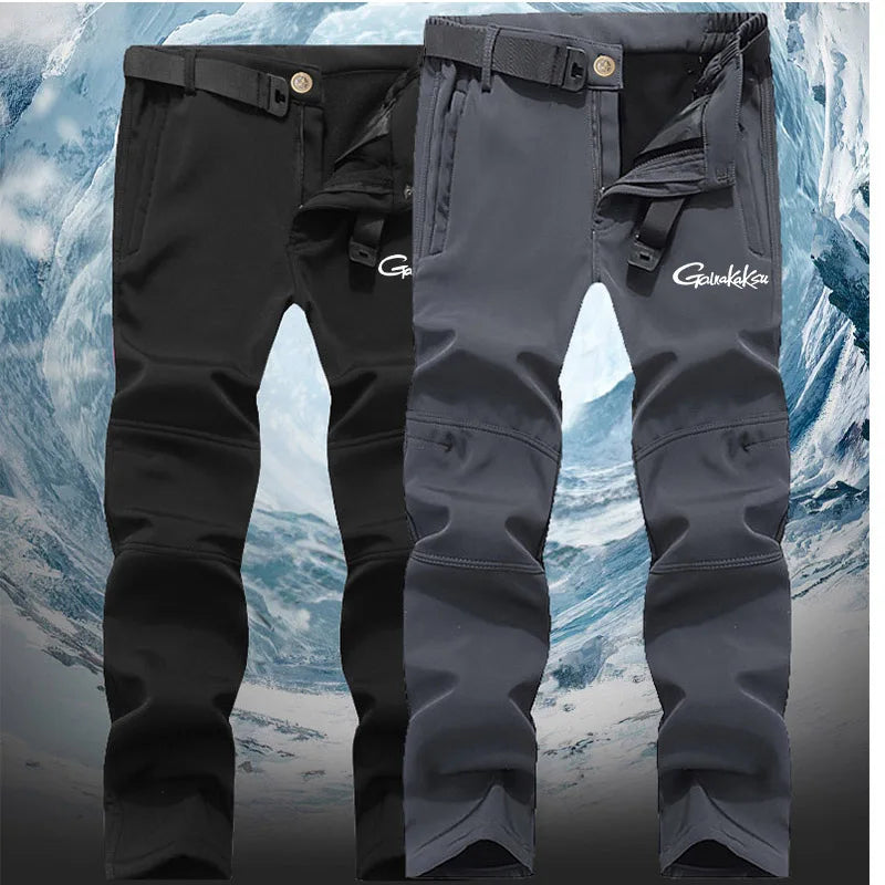 New Fishing Outdoor Jackets Suit Men's Winter Warm Plus Velvet Soft Shell Pants Fishing Ski Mountaineering Clothing Cold Fleece