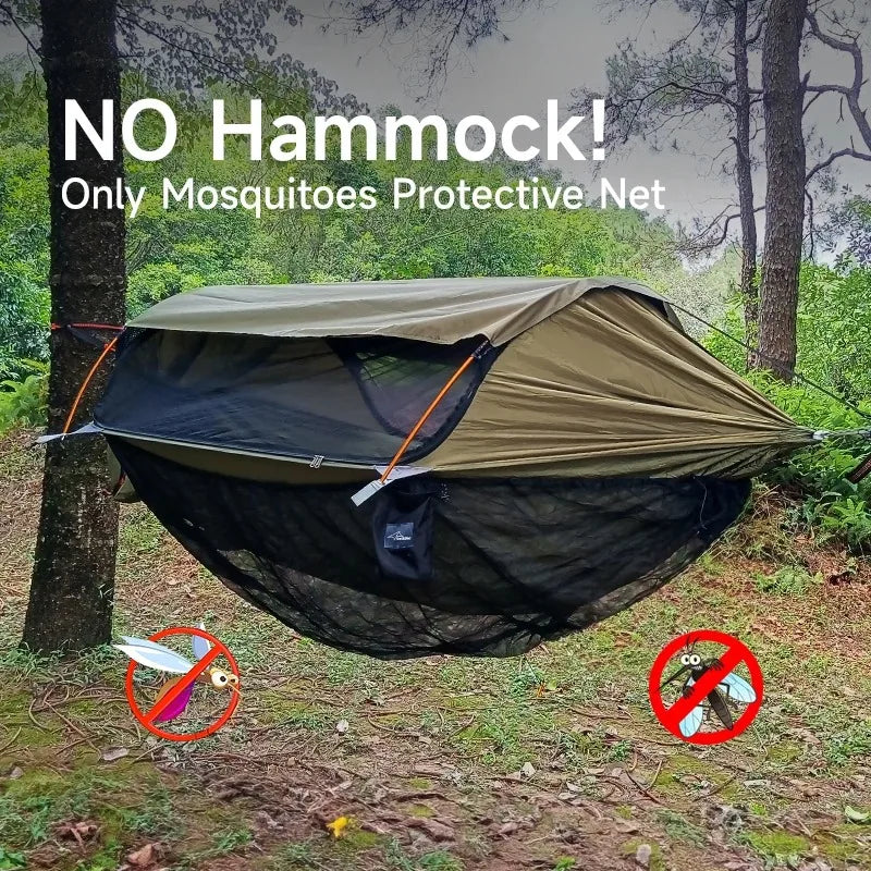 Traveler Hammock with Bottom Mosquito Net Removable Mesh Camping Hammock Quick Setup Anti-Mosquito Net for Outdoor Hiking