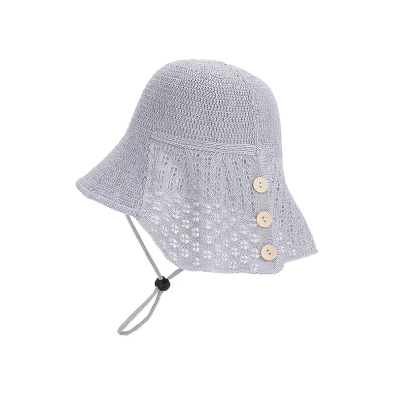 Hand-Woven Hollow-Out Fisherman's Hat with Button Design - Breathable and Comfortable - Sun Protection Hat for Daily Commuting and Beach Vacations - Holiday Gift