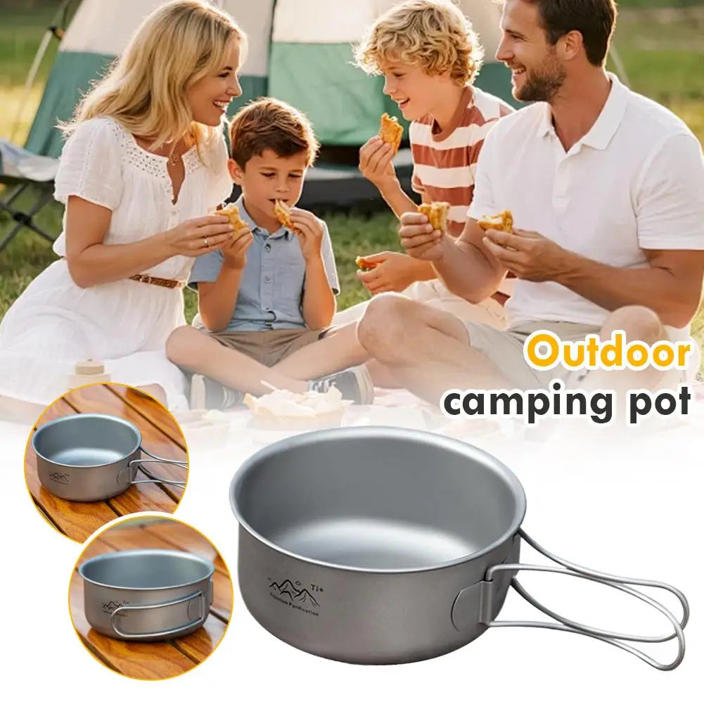 Titanium Camping Cookware Set Ultralight Pot Pan Bowl with Handle for Backpacking Hiking Outdoor Picnic Cooking Utensils