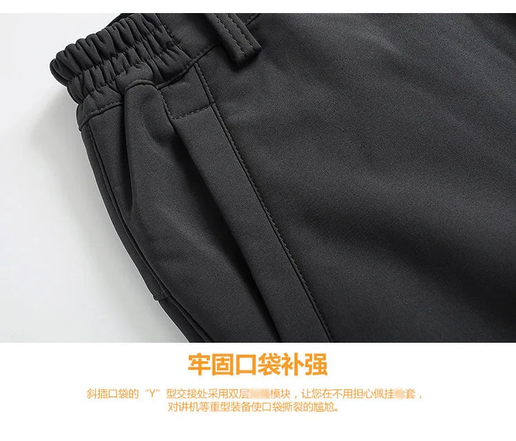 New Fishing Outdoor Jackets Suit Men's Winter Warm Plus Velvet Soft Shell Pants Fishing Ski Mountaineering Clothing Cold Fleece