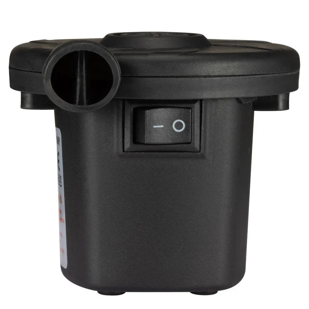 Portable electric air pump with multiple nozzles for quick and easy inflation of air mattresses, pool rafts and inflatable toys