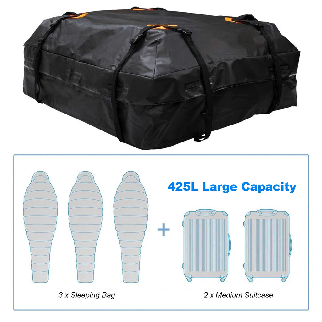 Universal Car 425L Cargo Bag 420D Waterproof Roof Cargo Carrier Luggage Bag Storage Cube Bag for Travel Camping Luggage Bags