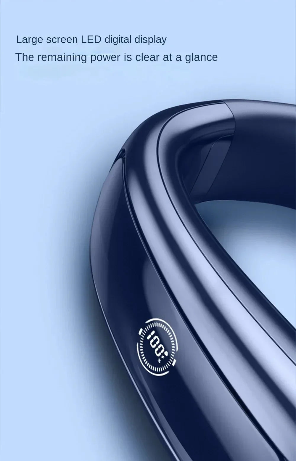 Portable Neck Fan Smart Digital Display USB Rechargeable Outdoors Bladeless Silent Cooling Neck Fan For Summer Sport
