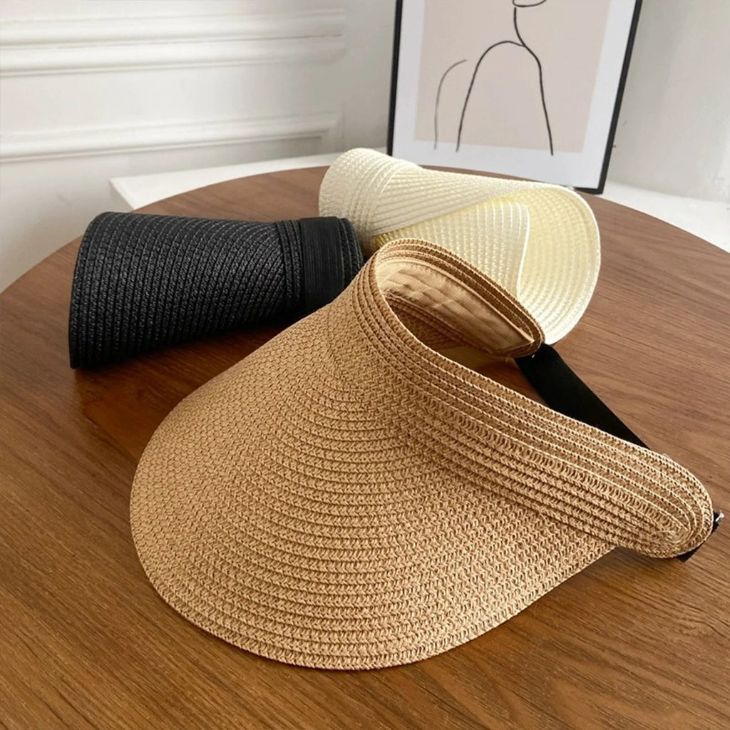 Sunshade Fishing Hat For Men And Women Trendy Grass Woven Hollow Roof Wide Eave Hat Outdoor Camping Fishing Hiking Sun Hat
