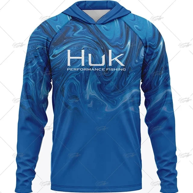 Summer Fishing Shirts HUK Long Sleeve Hooded Fishing Clothing Men's Upf 50+ Jerseys Breathabble Fishing T-shirts Camisa De Pesca