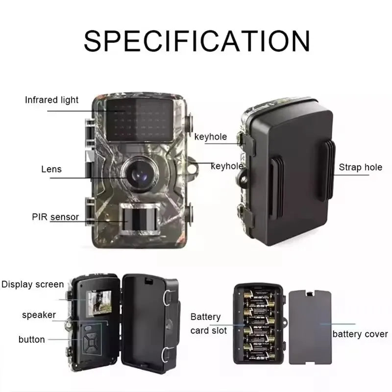 Hunting Trail Camera 1080P Wildlife Activated Trigger Time Infrared Night Vision IP66 Waterproof Hunting Outdoor Wildlife