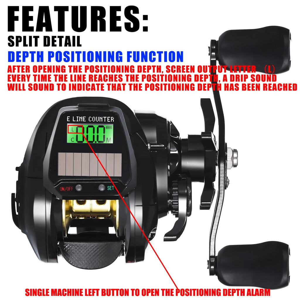 New Electronic Baitcasting Fishing Reel Led Screen USB And Solar Charging 7.2:1 Sea Saltwater Waterproof Cast Drum Wheel Casting