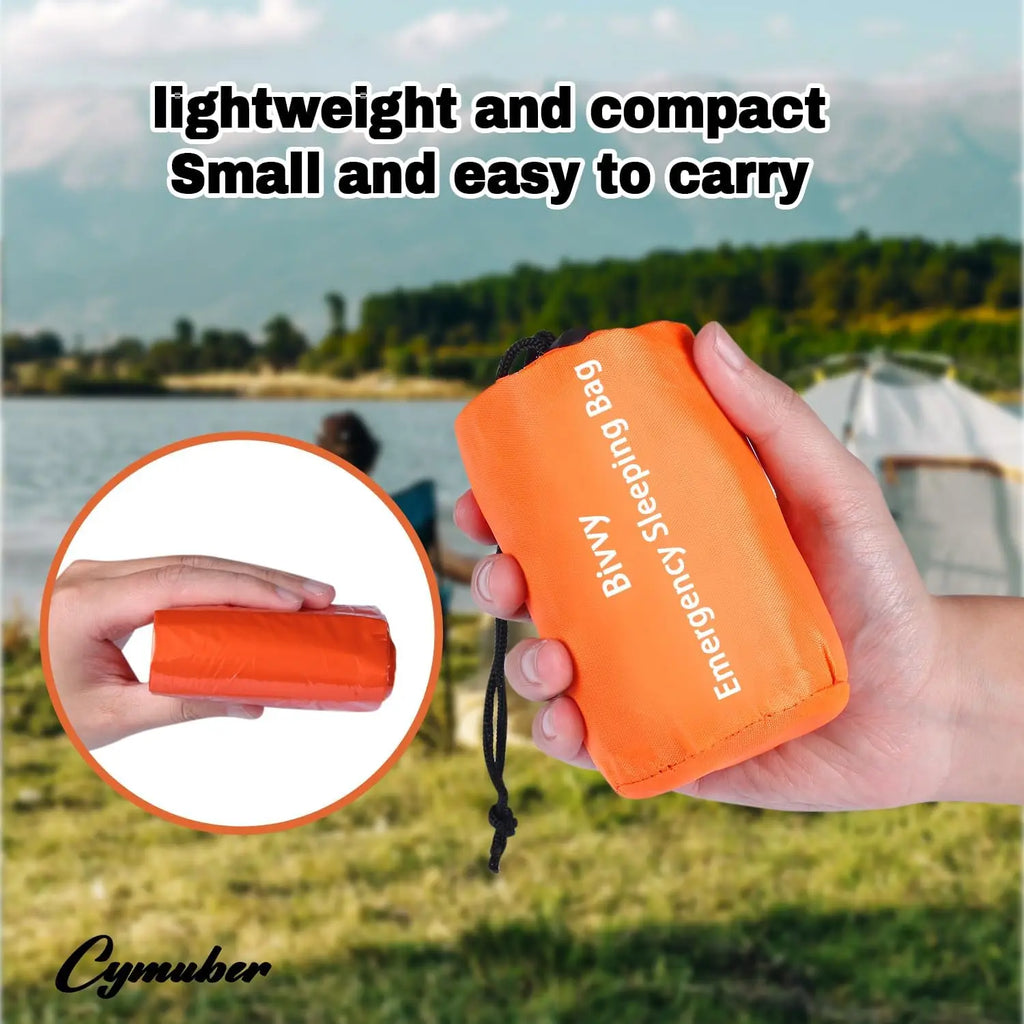 1/2pcs Emergency Sleeping Bag Survival Bag, Portable Waterproof Thermal Bivy Sacks Tac Bivvy Bags,Camping Mylar Sleeping Bag