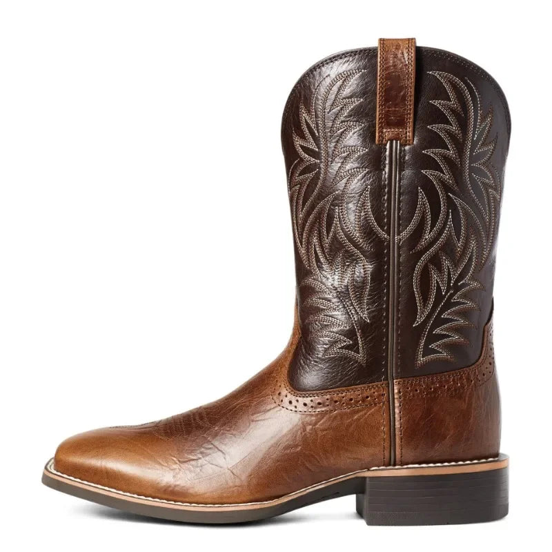 Men High Boots Embroidery Handmade Men's Boots Western Cowboy Boot Pointed Toe Boots Hand Stitching Outdoor Men's Shoes