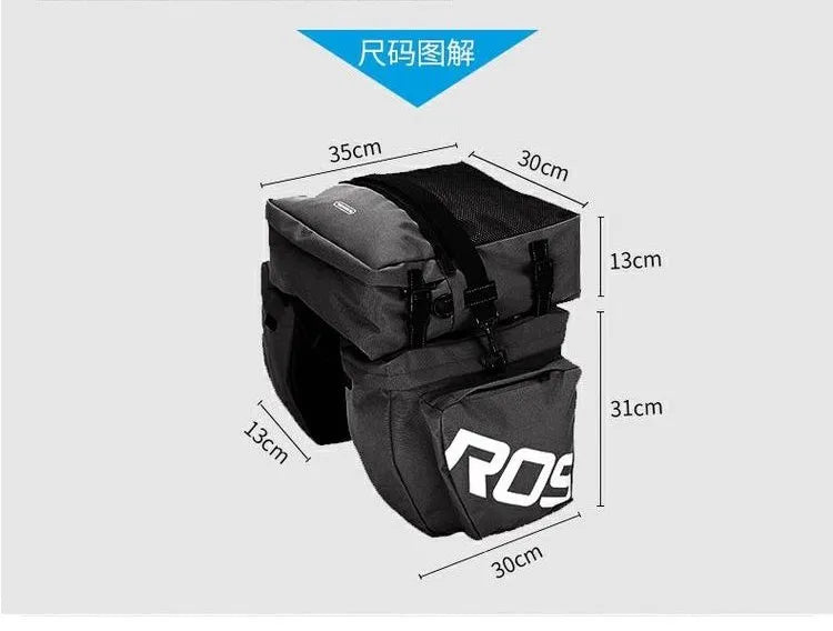 37L Large Capacity Double Side Bike Carrier Rack Bag 3 In 1 Waterproof Road Bicycle Luggage Pannier Rear Pack Seat Trunk Bag