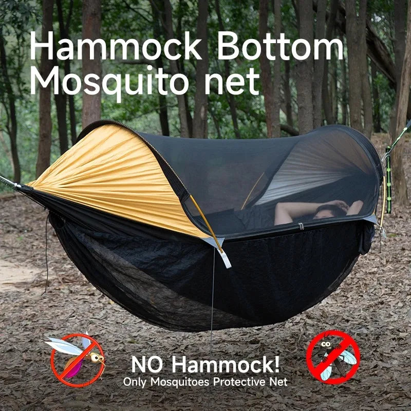 Traveler Hammock with Bottom Mosquito Net Removable Mesh Camping Hammock Quick Setup Anti-Mosquito Net for Outdoor Hiking