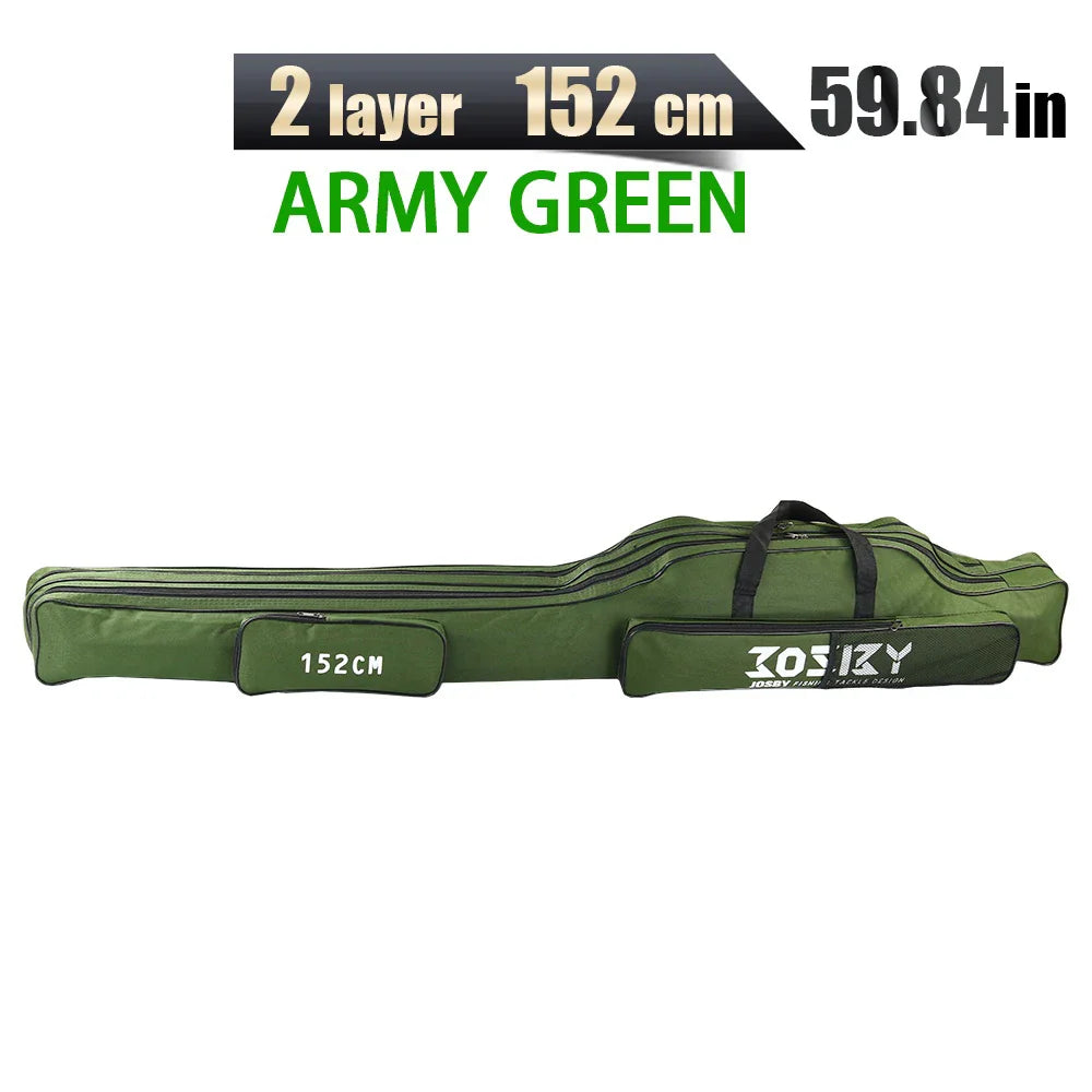 Portable Foldable Fishing Rod Bag Case - Waterproof Oxford Rod Carrier with Reel Storage, 122 / 152 / 182 cm (48 / 60 / 72 in)