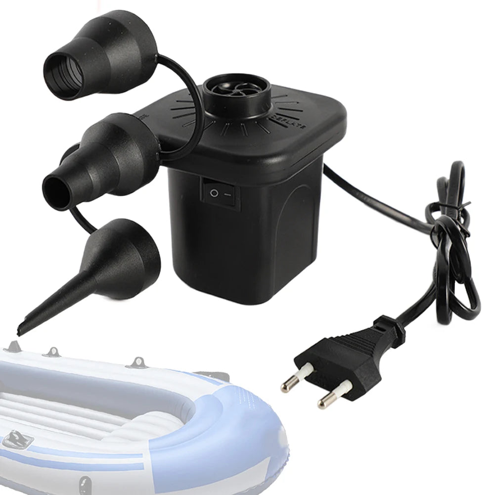 Electric Air Pump with 3 Nozzles Portable Air Mattress Pump Quick-Fill Inflator/Deflator Pumps for Inflatables Air Cushion Bed