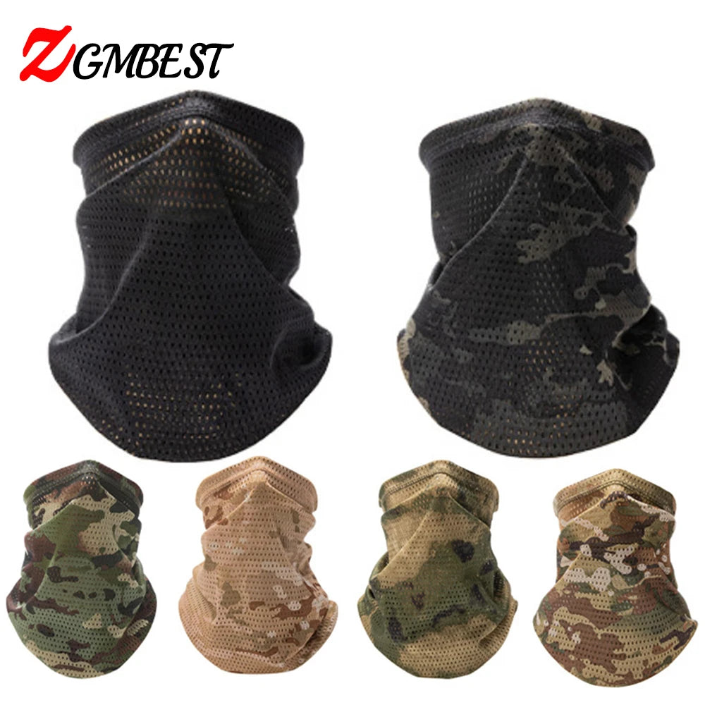 Camouflage Windproof Neck Gaiter Scarf Outdoor Sports Half Face Mask Running Skiing Cycling Bandana Breathable Motorcycle Mask