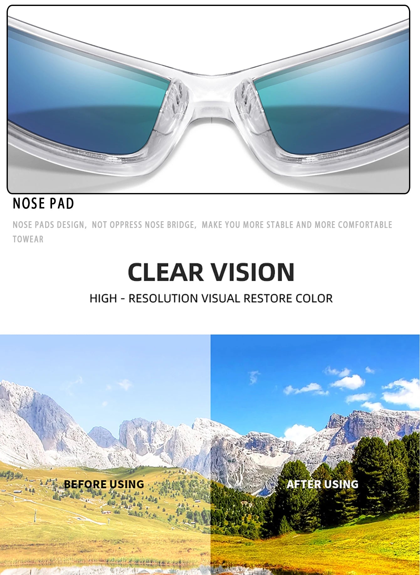 Polarized Fishing Sunglasses Men And Women Sports Colorful Glasses with UV protection for Outdoor Running, Hiking, Cycling