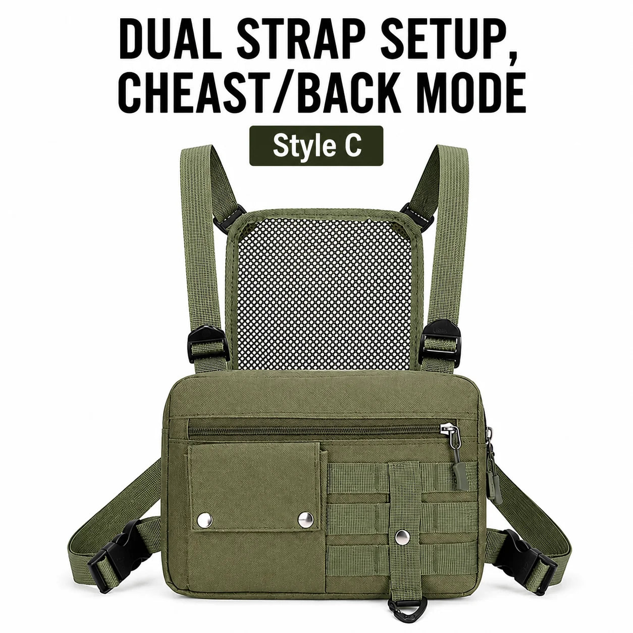 Chest Bag Fishing Waist Bag Fishing Quick Access Lure Fishing Bag Outdoor MOLLE Tackle Bag for Hiking Camping Cycling