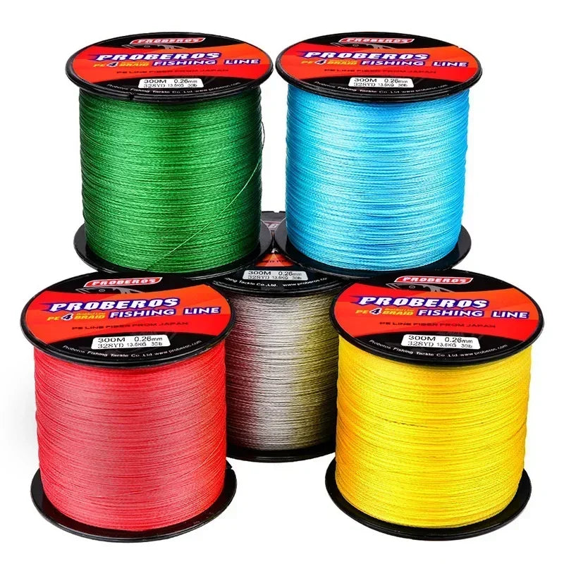 Fishing Line 300M, Durable Dyneema Material, Grey/Yellow/Blue/Green/Red, for Sea Fishing and Rock Fishing Main Line