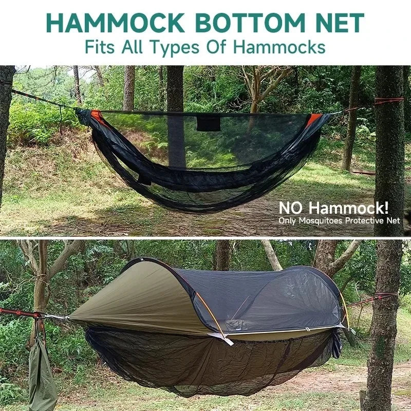 Traveler Hammock with Bottom Mosquito Net Removable Mesh Camping Hammock Quick Setup Anti-Mosquito Net for Outdoor Hiking