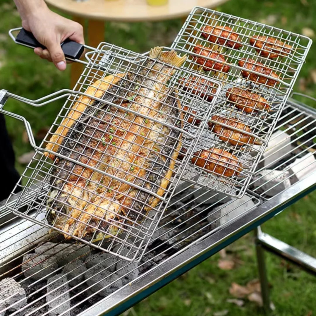 Grill Basket bbq net BBQ Basket Large Folding Grill Basket with Removable Handle.Grill Baskets for Outdoor Grill