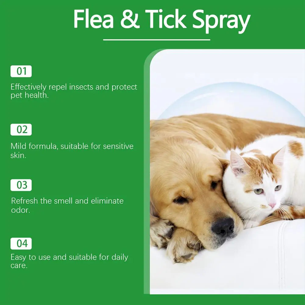 Pet Flea & Tick Spray for Dogs Cats 100ml Flea Killer Itching Relief Insect Repellent Mite Lice Mosquitoes Killer Pet Skin Care
