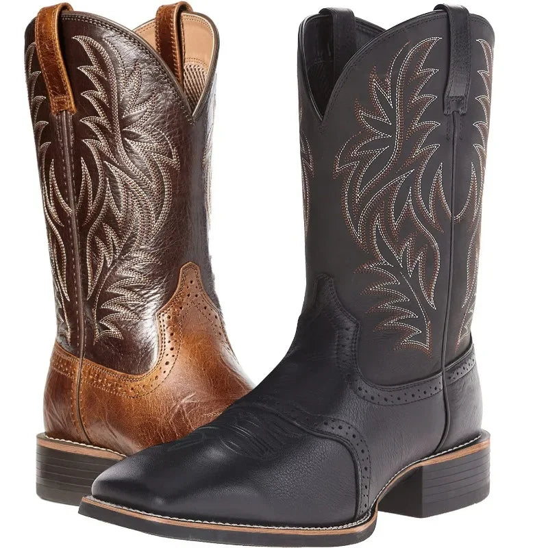 Men High Boots Embroidery Handmade Men's Boots Western Cowboy Boot Pointed Toe Boots Hand Stitching Outdoor Men's Shoes