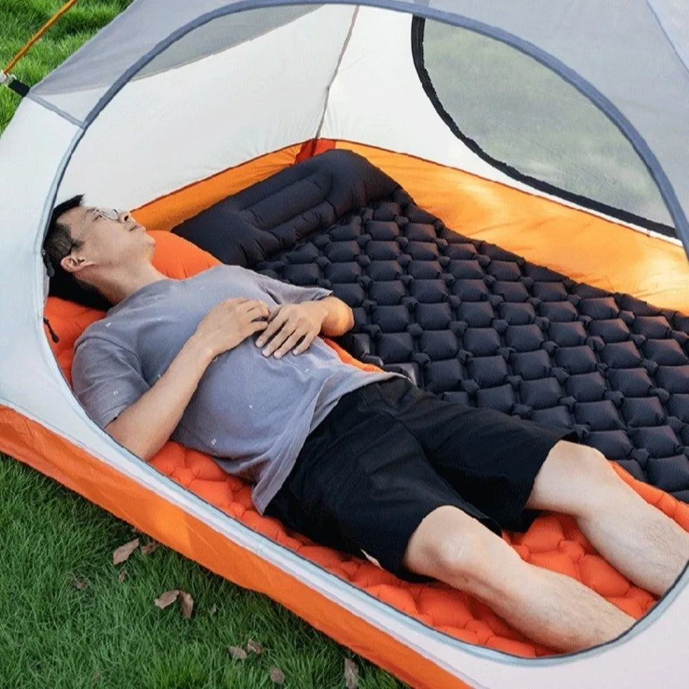 Built-in Pump Camping Air Mattress Tear-Resistant Thickened Pad Inflatable Mattress Foldable Portable Inflatable Sleeping Pad