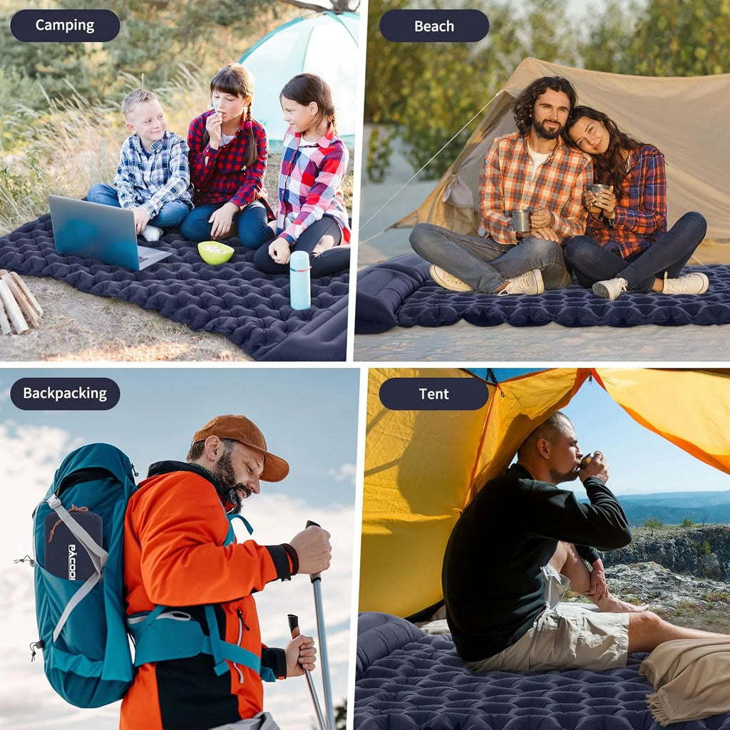 Double Air Mattress with Built-in Pillow Pump Outdoor Sleeping Mattress Camping Air Mattress for Backpacking