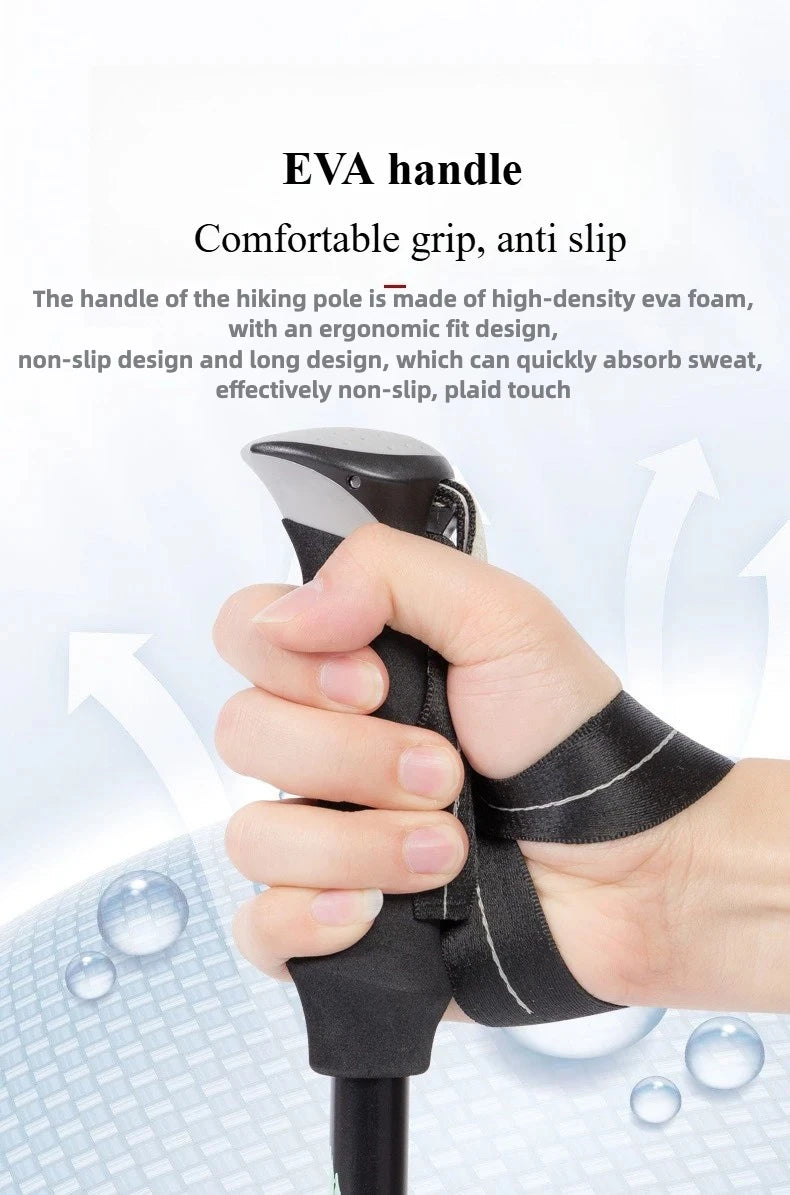 Ultra-Lightweight Aluminum Alloy Folding Hiking Stick Short Retractable Outdoor Hand Walking Stick for Camping And Travel