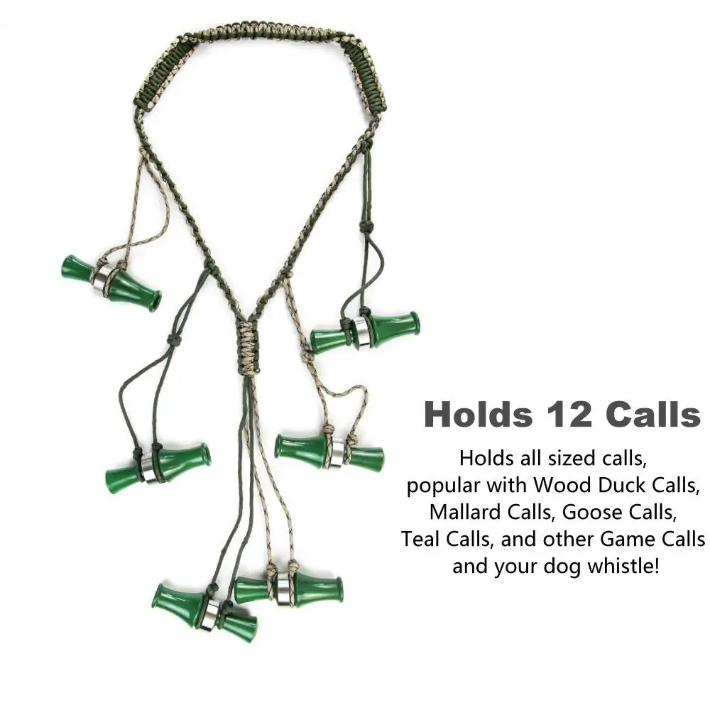 Hunting Decoy Rope Duck Call Lanyard Cord Hunter Game Adjustable 12 Rings Braided Whistle Bird Collar Sling Hunting Supplies New