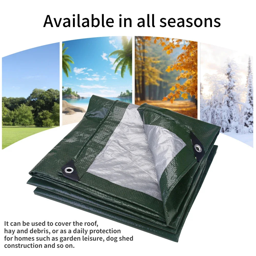 Tarpaulin Waterproof Canopy Heavy Duty Tarp Sheet Cover with Grommet Multi Rain Cover For Outdoor Terrace Plant Garden Porch
