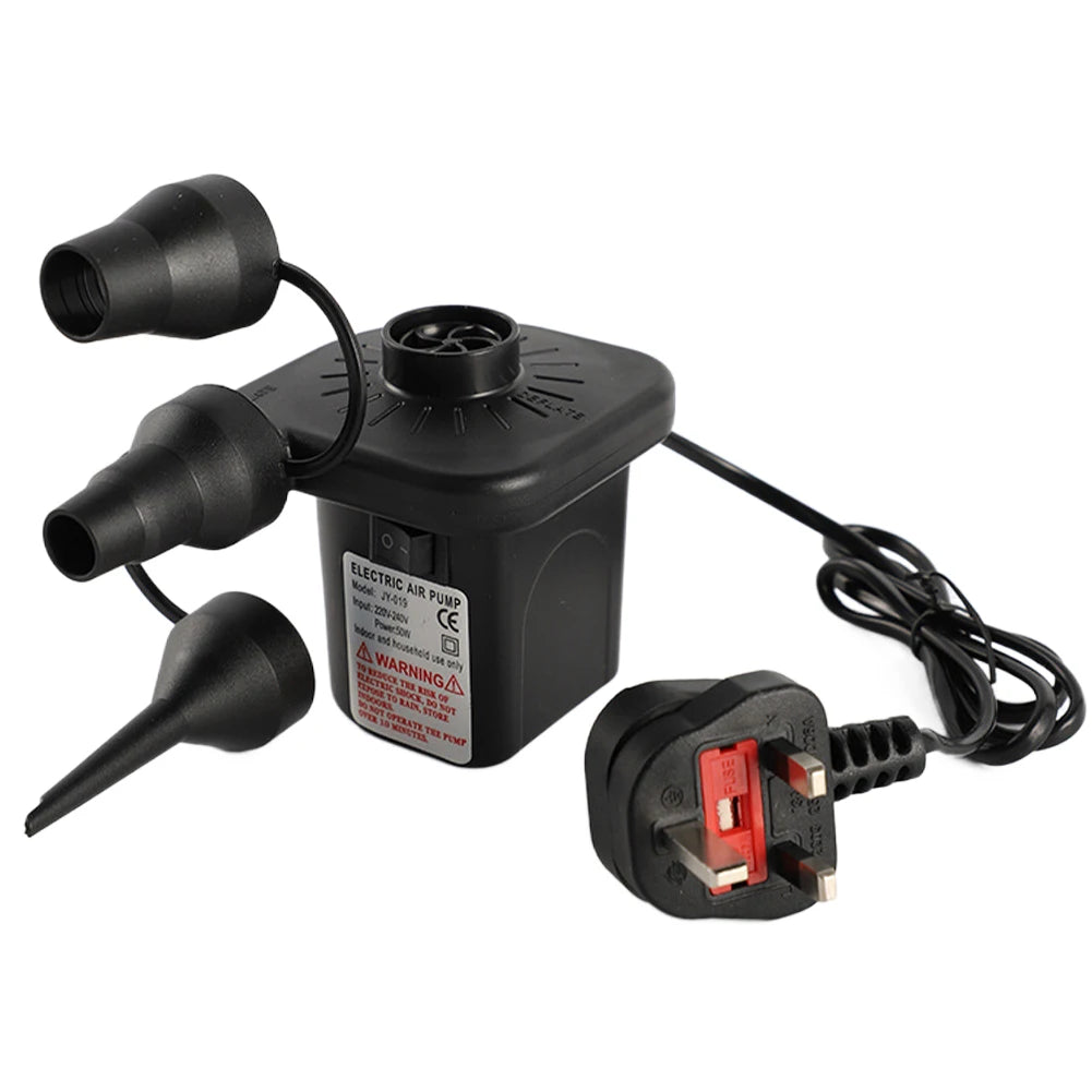 Electric Air Pump with 3 Nozzles Portable Air Mattress Pump Quick-Fill Inflator/Deflator Pumps for Inflatables Air Cushion Bed