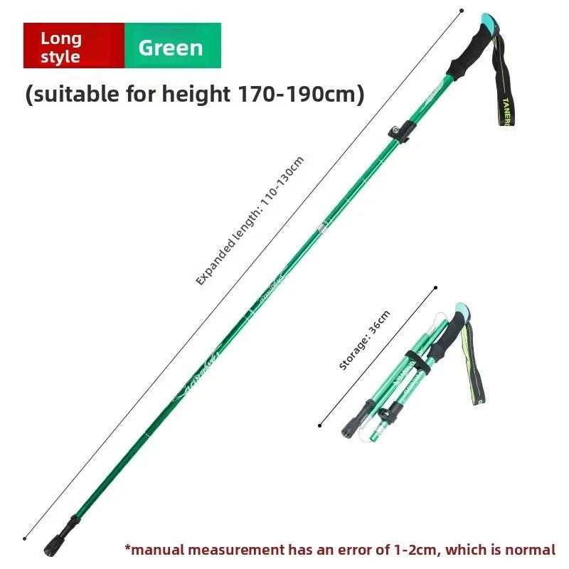 Ultra-Lightweight Aluminum Alloy Folding Hiking Stick Short Retractable Outdoor Hand Walking Stick for Camping And Travel