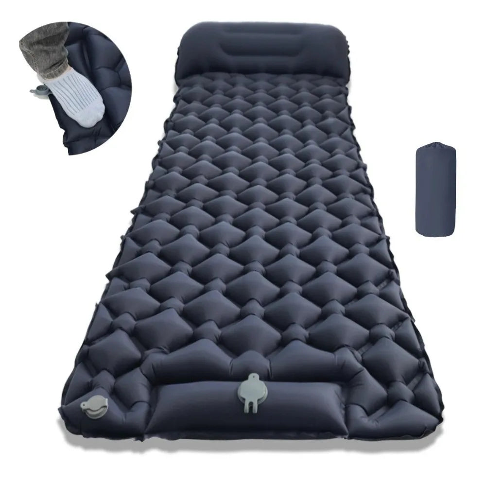 Built-in Pump Camping Air Mattress Tear-Resistant Thickened Pad Inflatable Mattress Foldable Portable Inflatable Sleeping Pad