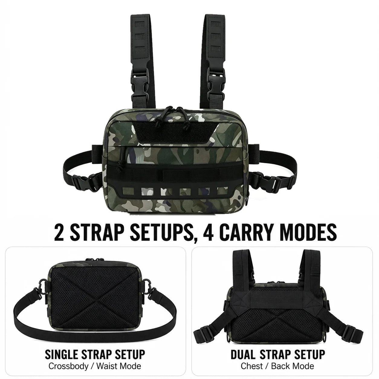 Chest Bag Fishing Waist Bag Fishing Quick Access Lure Fishing Bag Outdoor MOLLE Tackle Bag for Hiking Camping Cycling