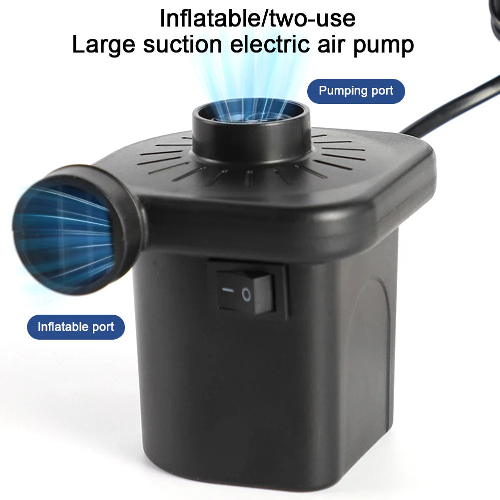 Electric Air Pump with 3 Nozzles Portable Air Mattress Pump Quick-Fill Inflator/Deflator Pumps for Inflatables Air Cushion Bed