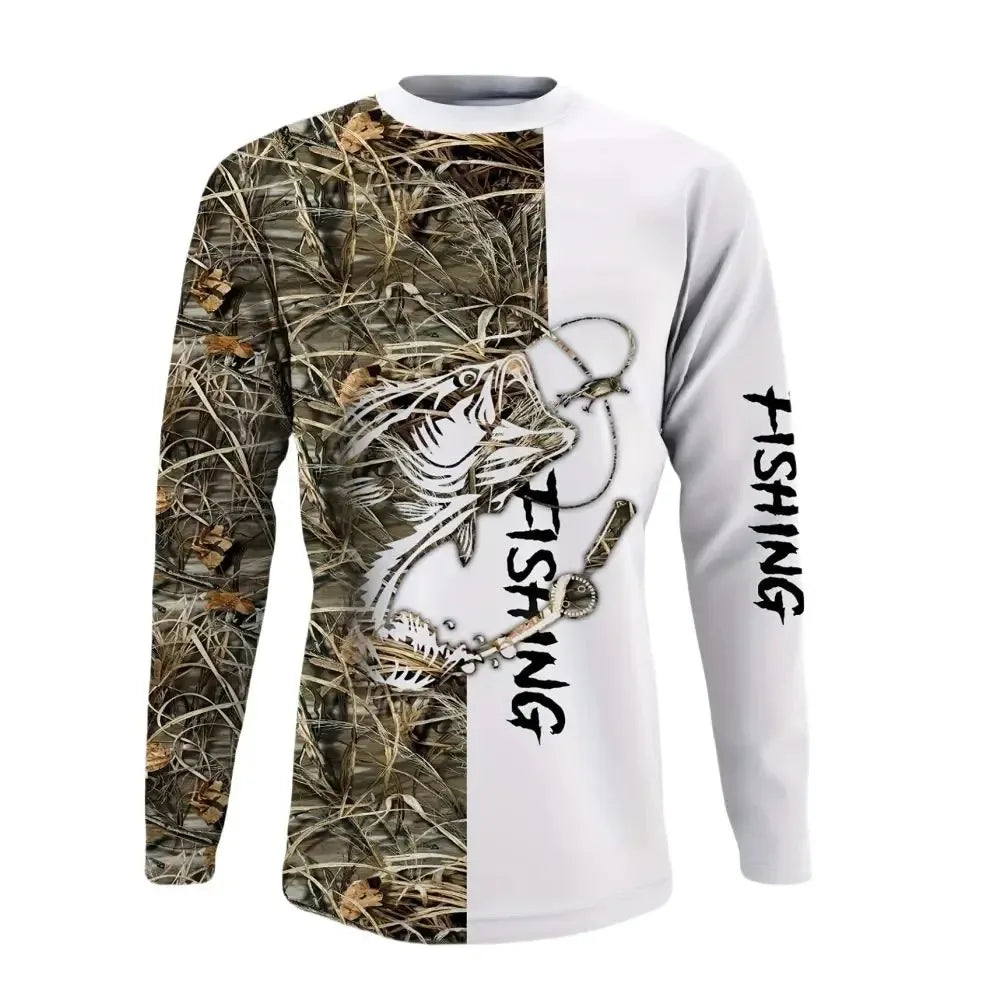 Fishing shirts men's T-shirts men's long-sleeved clothing autumn streetwear crew neck long-sleeved men's T-shirts men's cas