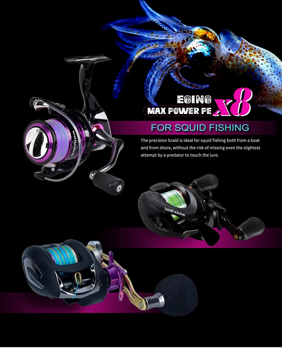 New Fishing Line 150M X8 Shrimp Egi 8 Braided Fishing thread Cuttlefish Squid PE Line Octopus Bait Multifilament Line Sea Tackle