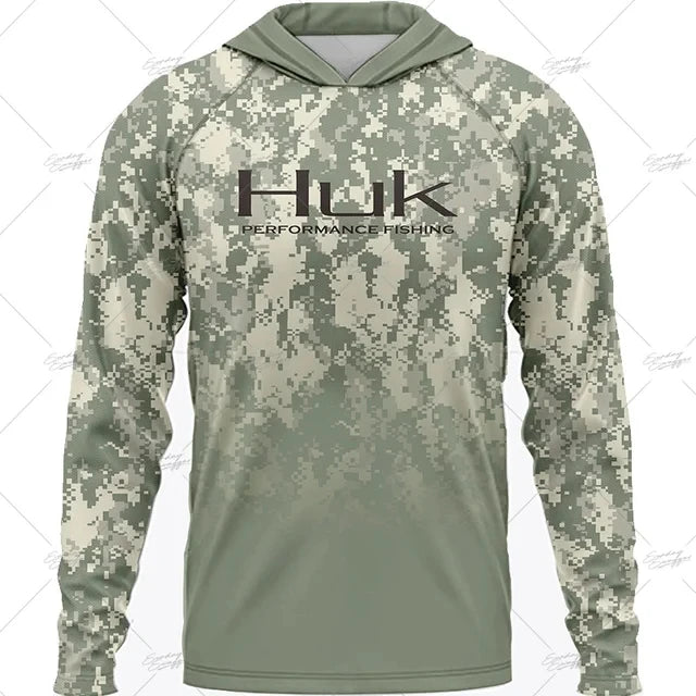 Summer Fishing Shirts HUK Long Sleeve Hooded Fishing Clothing Men's Upf 50+ Jerseys Breathabble Fishing T-shirts Camisa De Pesca