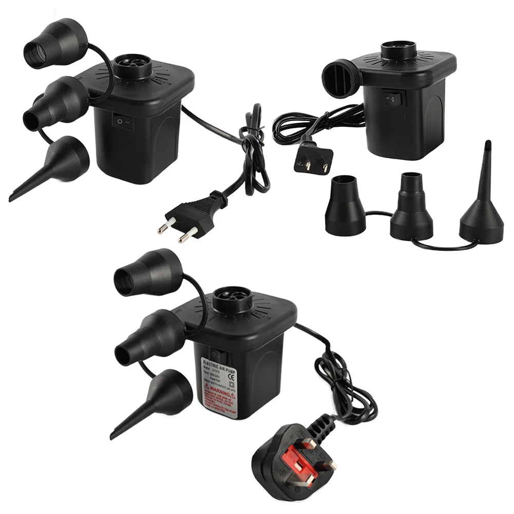 Electric Air Pump with 3 Nozzles Portable Air Mattress Pump Quick-Fill Inflator/Deflator Pumps for Inflatables Air Cushion Bed