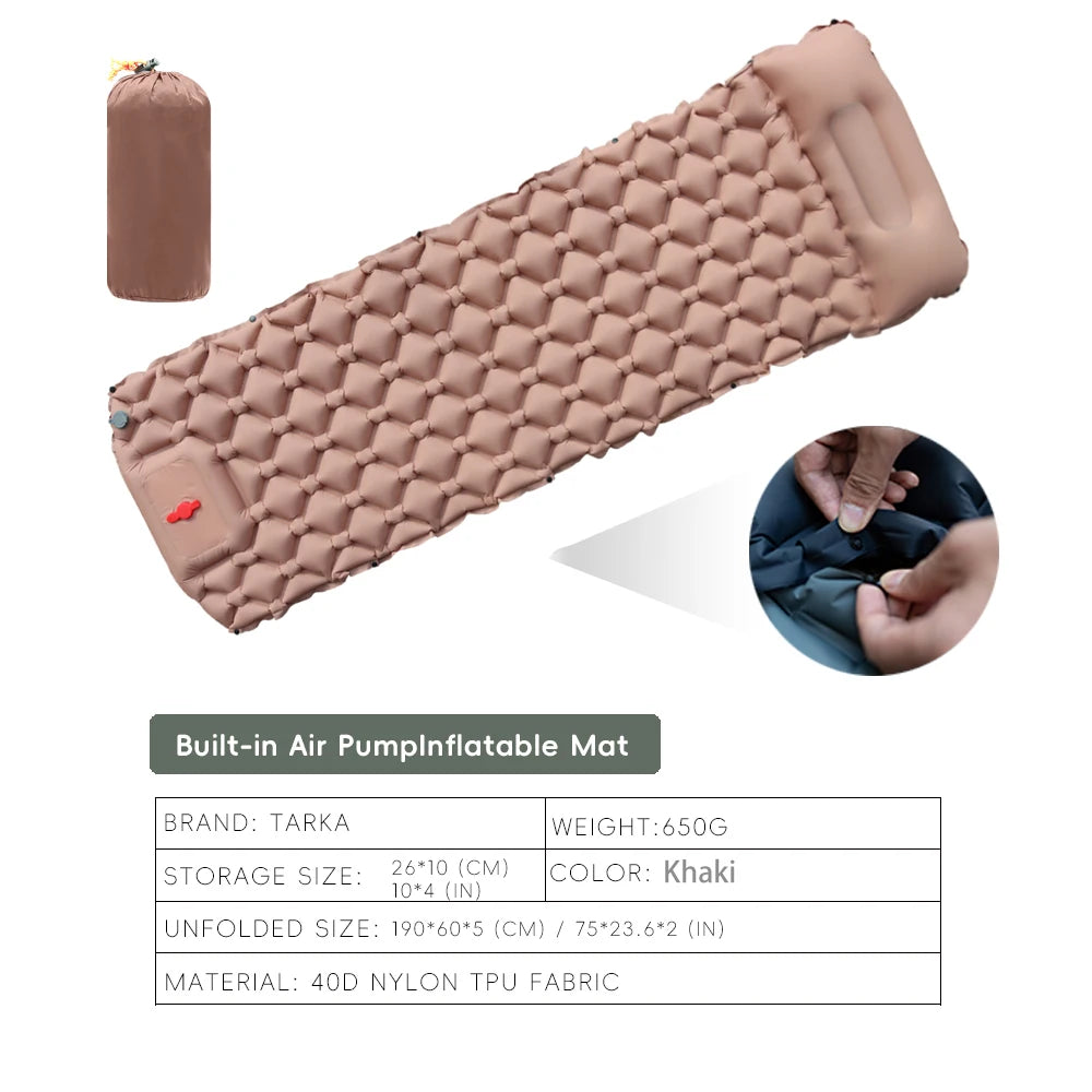 Inflatable Camping Mats Air Mattress With Pillow Outdoor Tourist Sleeping Pad Self-Inflating Mattress For Hiking Climbing